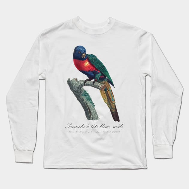 Rainbow Lorikeet / Perruche A Tete Bleue, Male - Jacques Barraband 19th century Illustration Long Sleeve T-Shirt by SPJE Illustration Photography